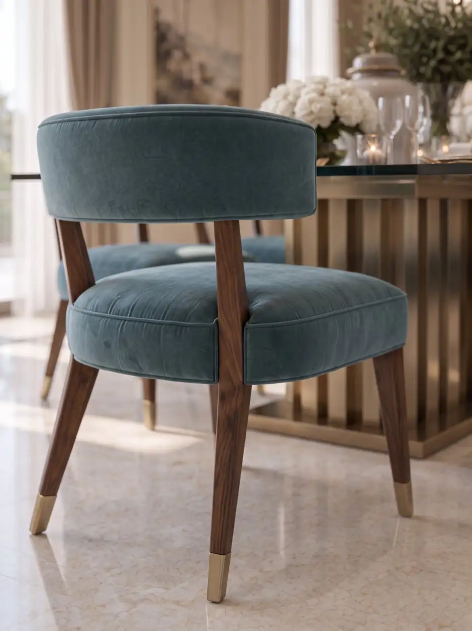 Turquoise velvet dining chair