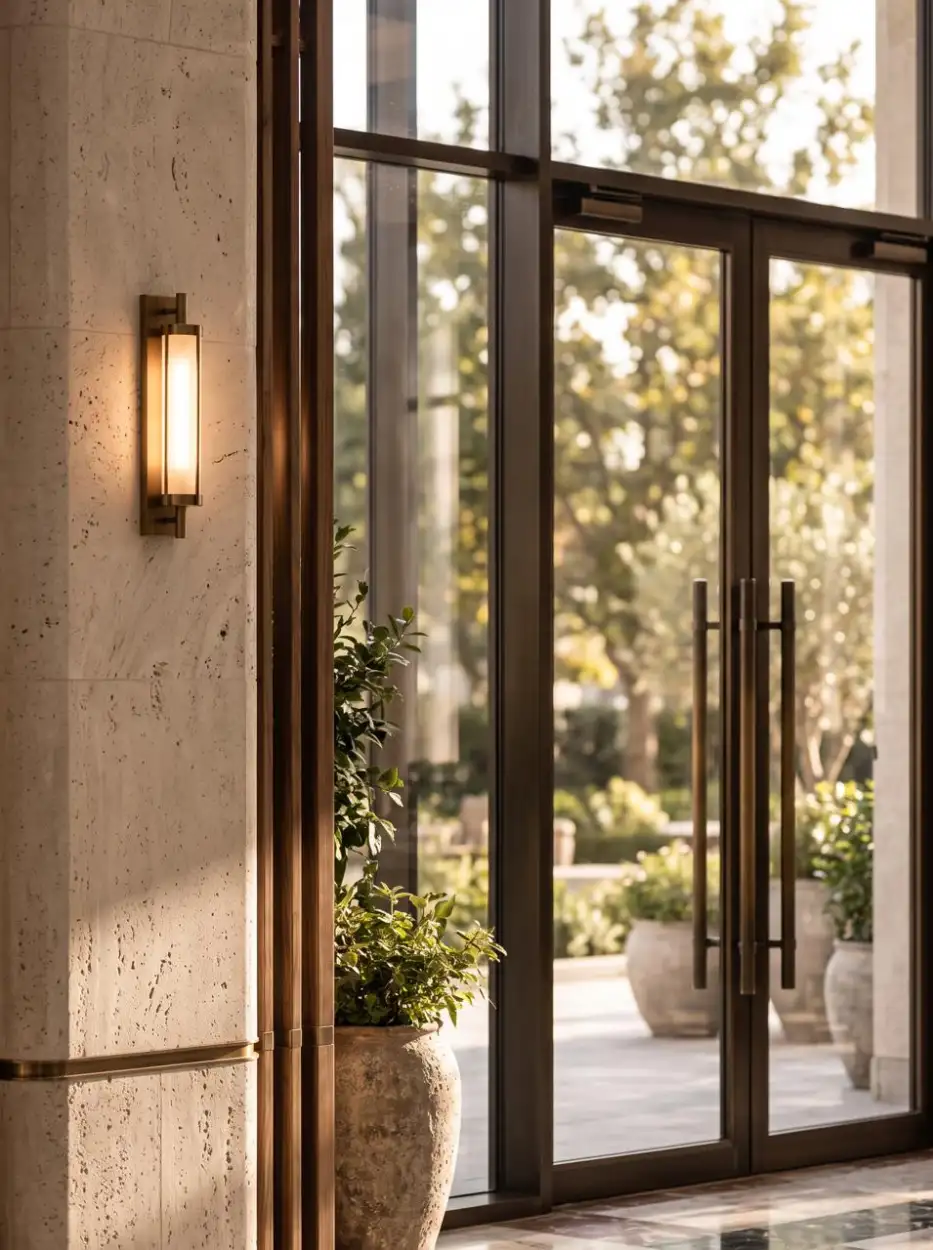 Glass doors opening onto the garden